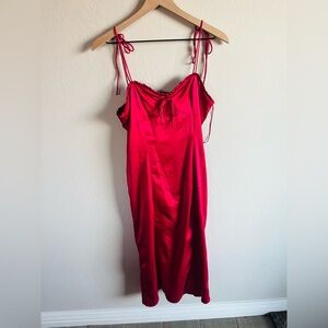 LECHE Women’s Red Slip Dress Size M Valentines. Y2K Night Out Romantic Indie